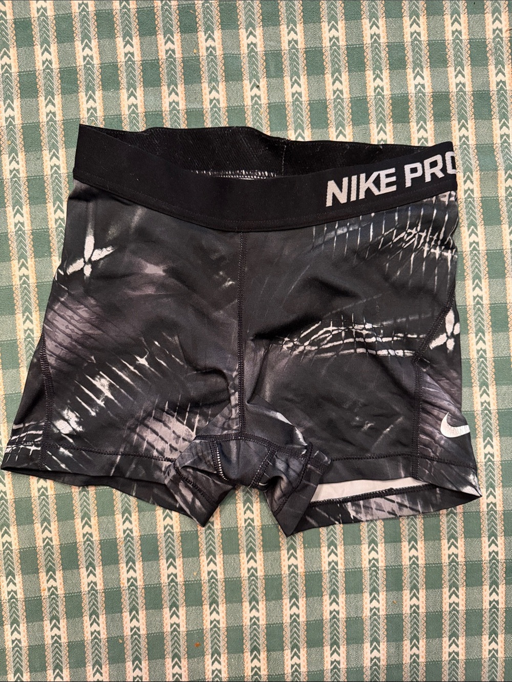 Nike Pro Black and White Tie-Dye Compression Shorts